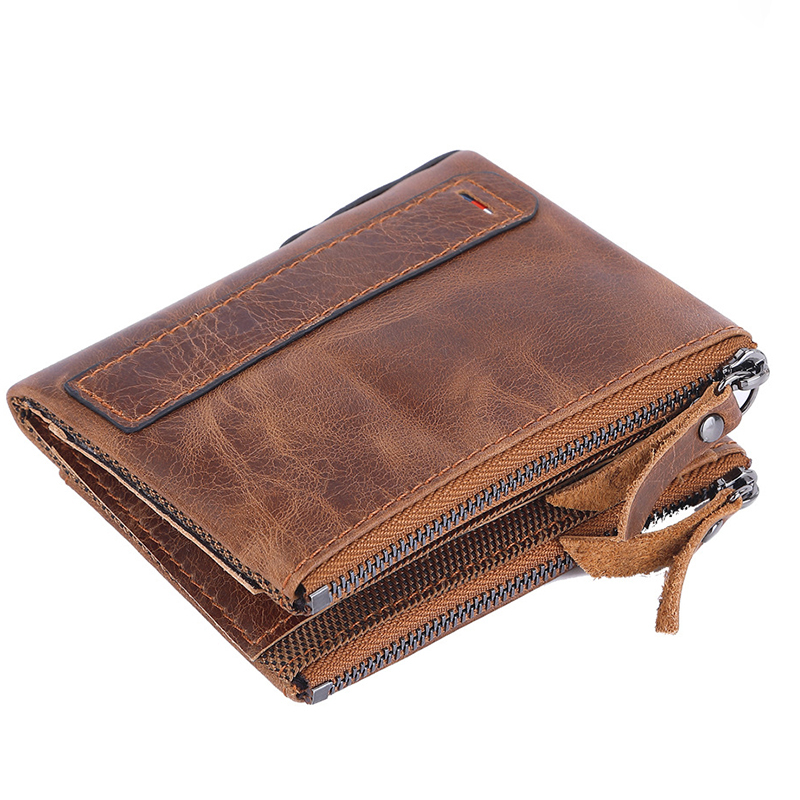 Original Genuine Leather Men's Wallet Luxury Designer Wallets for Men Card Holder Fashion Purse with Zipper Coin Pocket