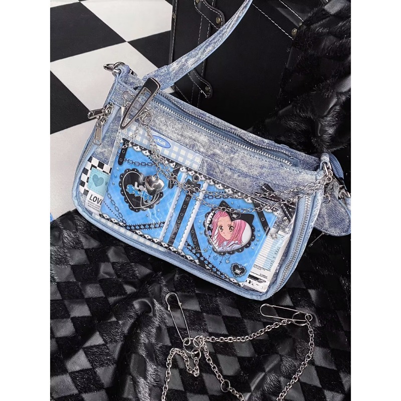 HAEX Y2K Women Bag 2023 Trend Denim Tie Dye Idol Card Ita Bags Subculture Harajuku Bolso Mujer Fashion New Sac A Main Femme