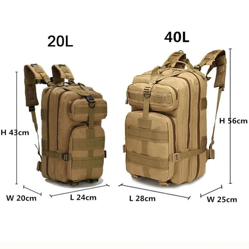 20L/40L Outdoor Rucksacks Tactical Backpack Sports Camping Hiking Fishing Hunting Bag 241106