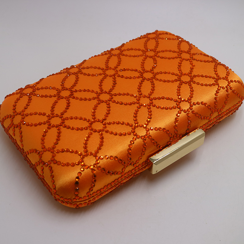 Wholesale Big Capacity Larger Size Crystal Hard Case Box Clutch Evening Bag and Clutches Orange