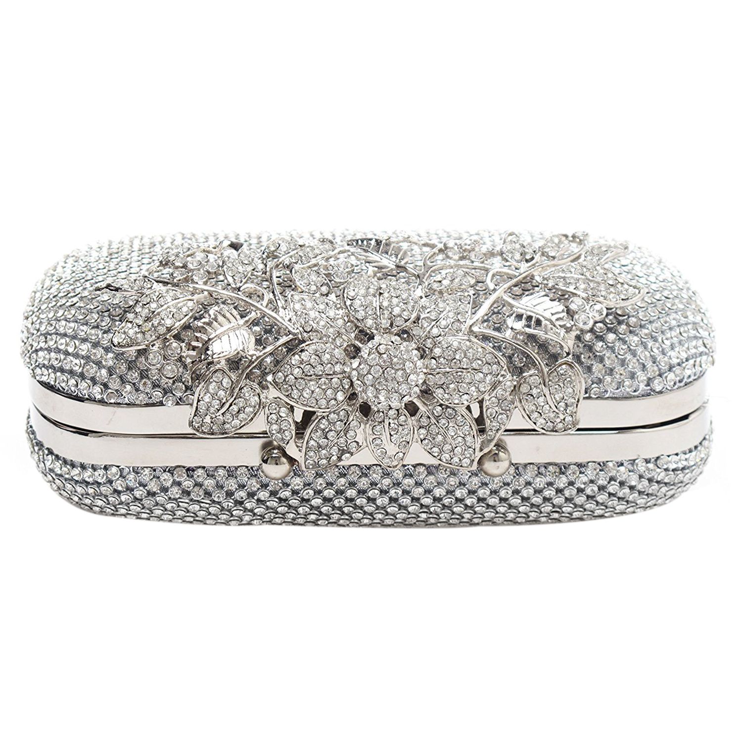 2018 new Fashion and high quality Boutique Unique Clasp Silver Diamante Crystal Diamond Evening bag Clutch Purse Party Bridal