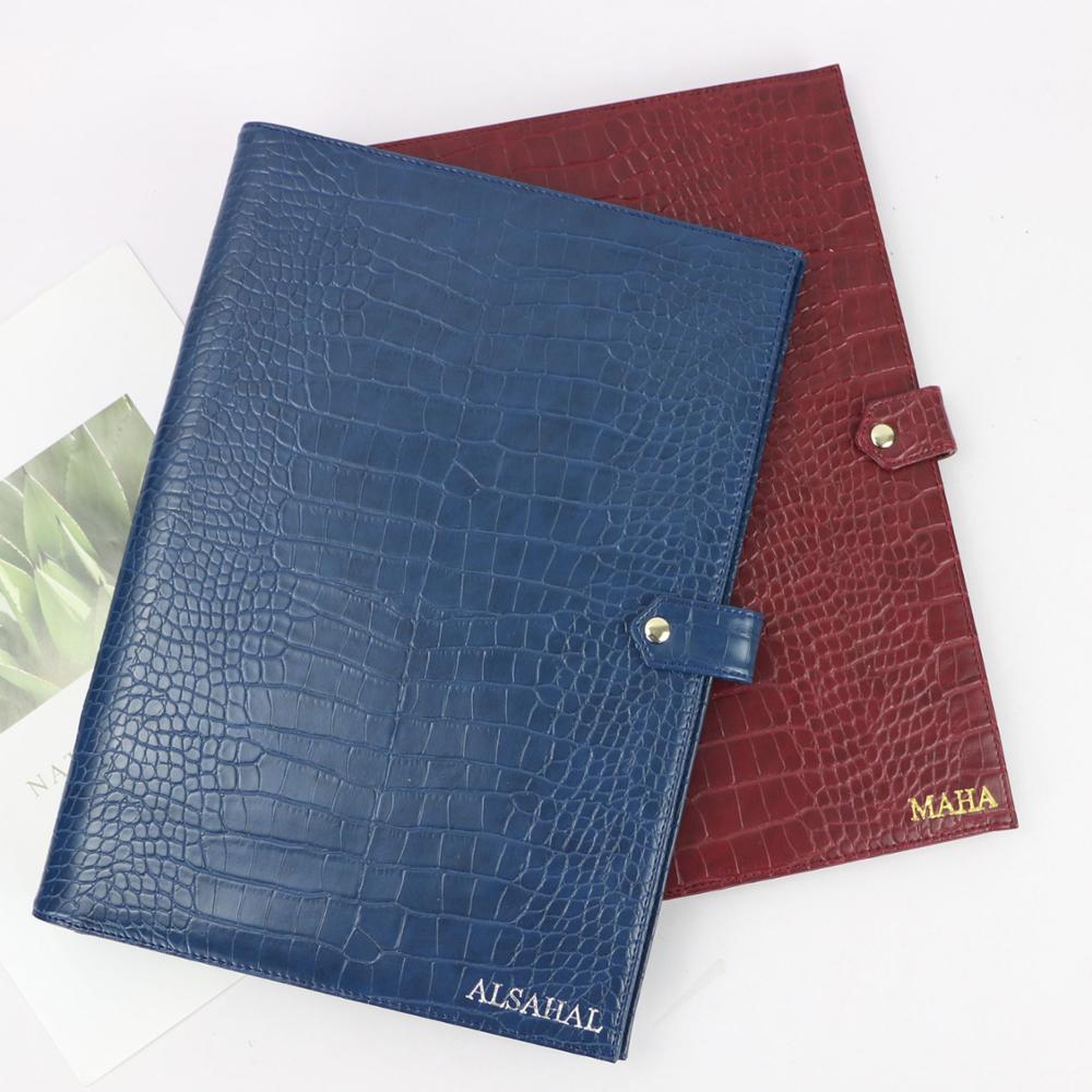 Hot Sale Document Bag Women Crocodile Pattern Pad Folio Top Quality Business A4 File Holder Luxury Porfolio For Ipad Holder