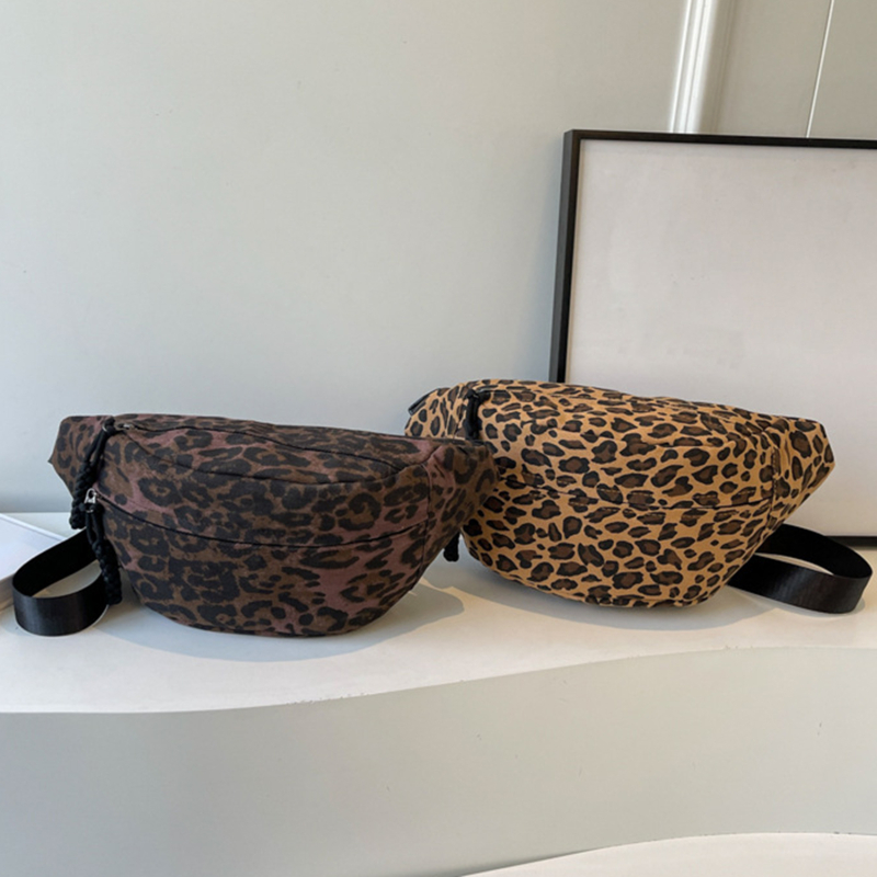 Fashion Leopard Print Waist Street Trend Fanny Woman Chest Pack Canvas Belt Bag Female Designer Shoulder Crossbody Bags