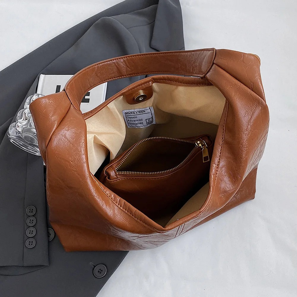 New Soft PU Leather Shoulder Bag for Women Wedding Totes Luxury Commuter Underarm Bag Bolso Mujer Fashion Large Capacity Handbag
