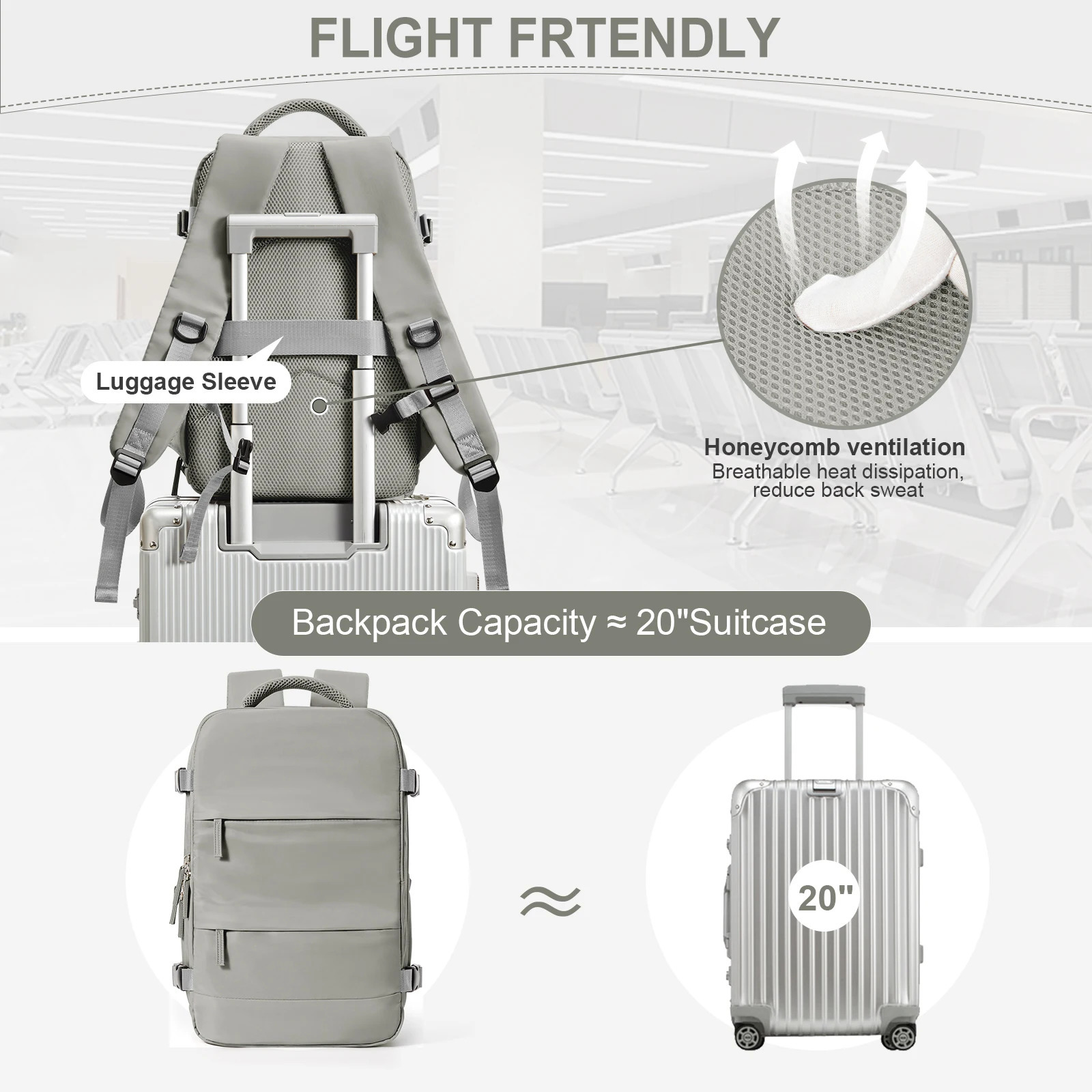 Mens Business Laptop Backpack Large Capacity Expansion Hiking Backpack Cabin Airplane Travel Backpack 40x20x25 Womens Bag 241106