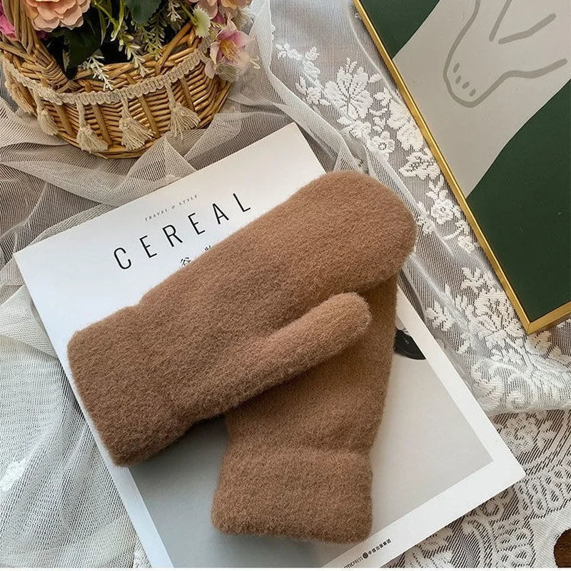 Womens Warm Thick Full Match Solid 9-Color Korean Kawaii Couple Style Retro Winter Womens Comfortable Fashion Y2K 241107