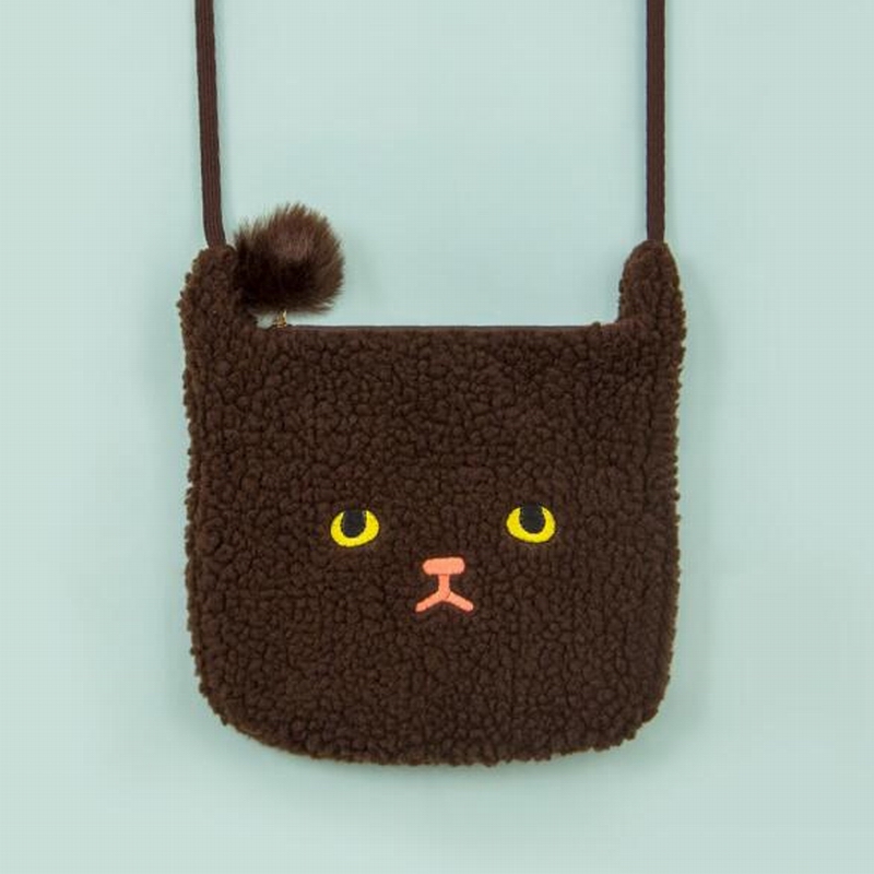 Cute Animal Flannel Shoulder Bags for girls Hair ball Decorate Pink White Black Grey Messenger Bags Winter Hot Sell