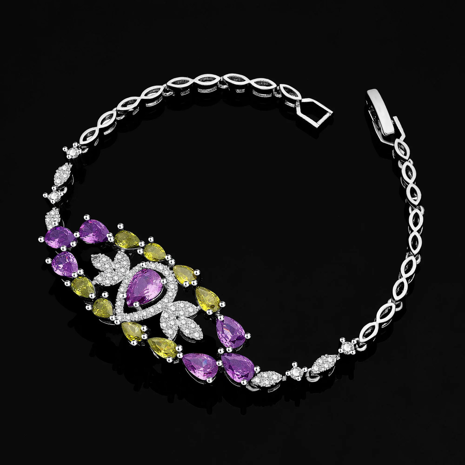 Elegant Wedding Jewelry Set Dubai UAE Bridal 4-piece Jewelry CZ Zircon Tassel Necklace Earring Set 241106