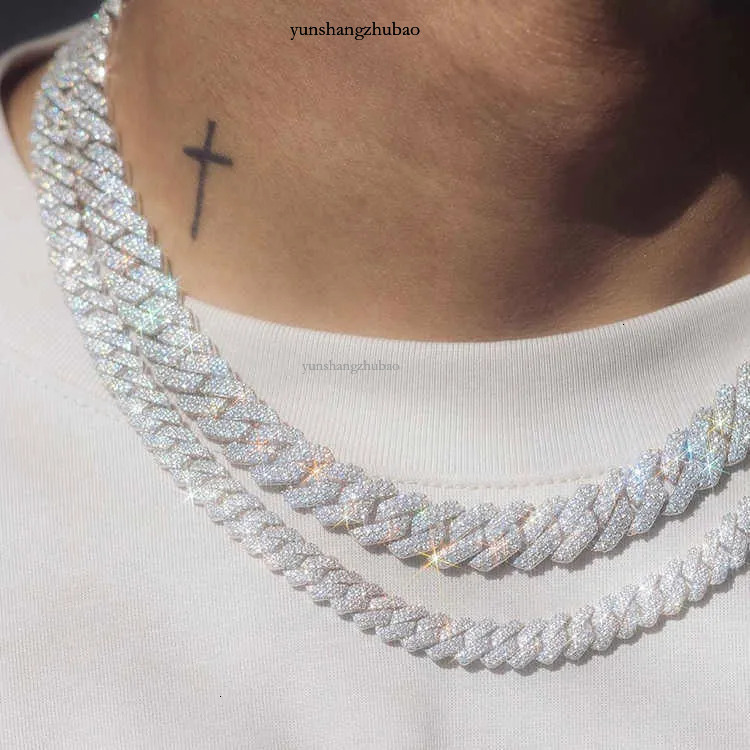 pass test 8-14mm fashion wide GRA moissanite dia gold Sterg Sier cuban k chain for Men Hip Hop necklace Free delivery to your doorstep