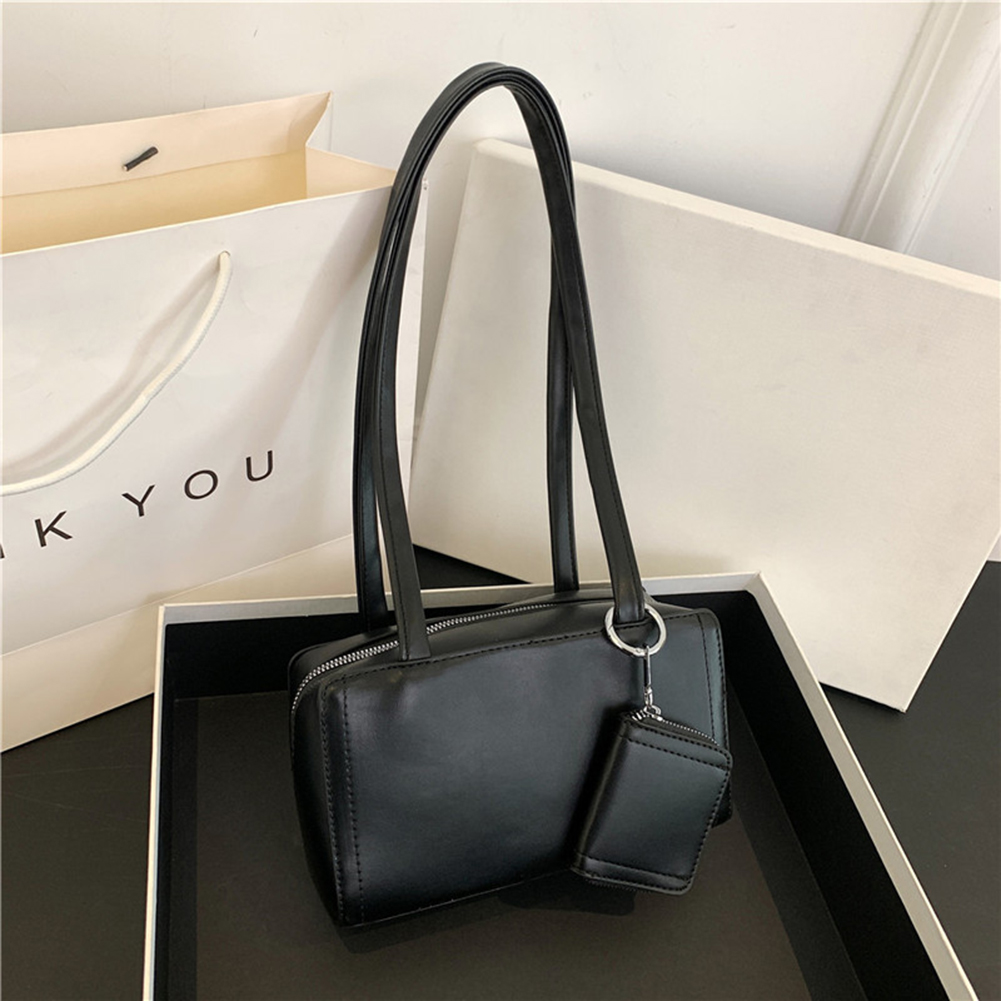 Women Fashion Shoulder Bag PU Leather Casual Grocery Bag Large Capacity Simple Tote Handbag Commute Bag with Matching Clutch Set