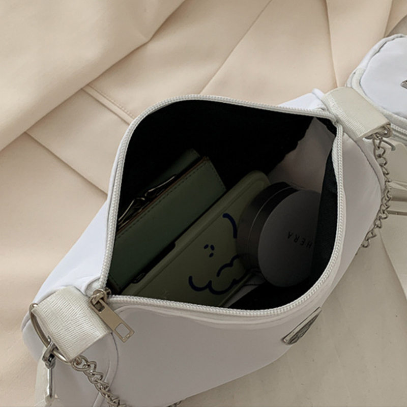 2psc Fashion Chians Shoulder Bag Women Nylon Chians Crossbody Bag Designer Messenger Handbag Advanced Armpit Bag Hobo