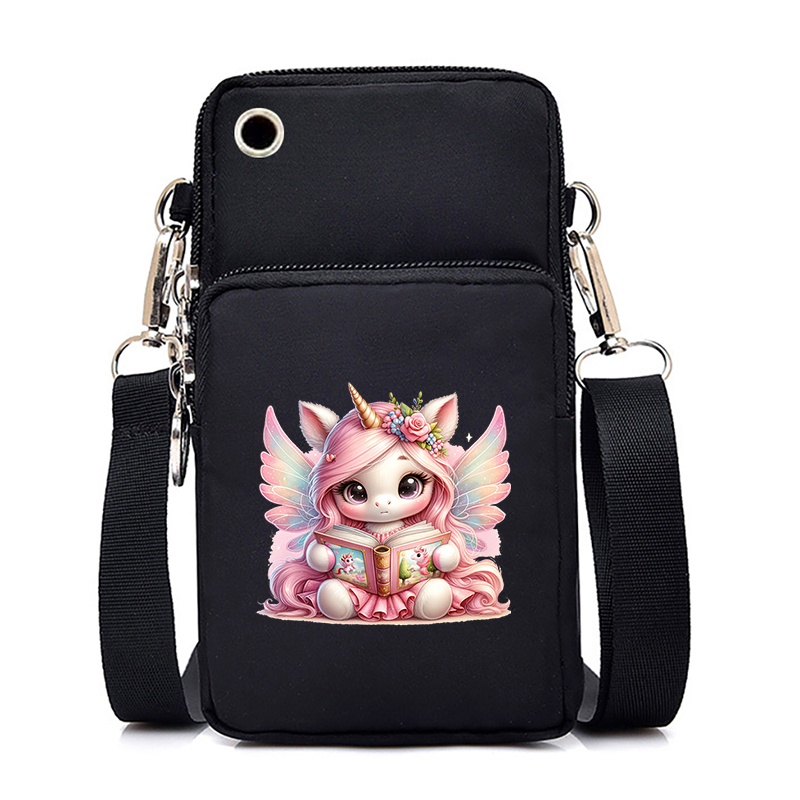 Pink Art Unicorn 26 Alphabet Designer Bag Cell Phone Bag Women Fashion Portable Small Outdoor Sports Arm Shoulder Crossbody Bag