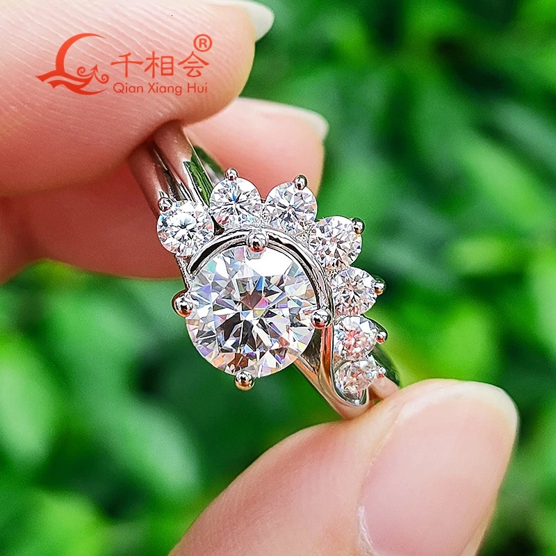 1.2CT 7MM Round Half Wing Ring Silver Ring Mens Diamond Wedding Gift Exquisite Jewelry 241106