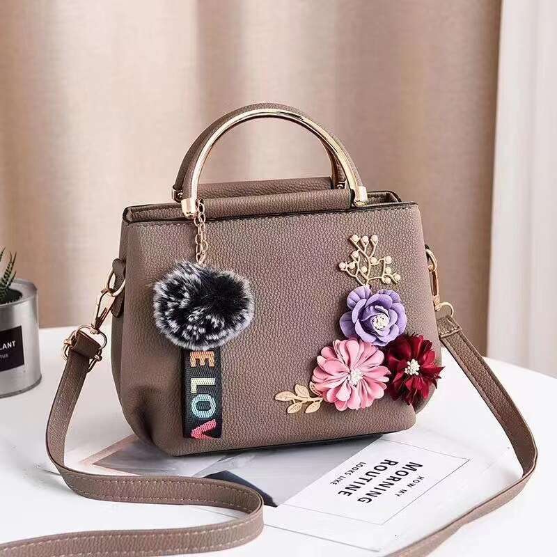 New Flower Special Handbag Fashion Women's Hair Ball Pendant Single Shoulder Crossbody Bag Bags