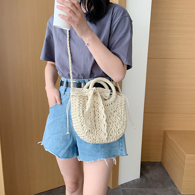 Straw Bag Women Bag 2021 New Scarf Hand Woven Bag Literary Leisure Fold Shoulder Messenger Bag Handbag Tote Bag