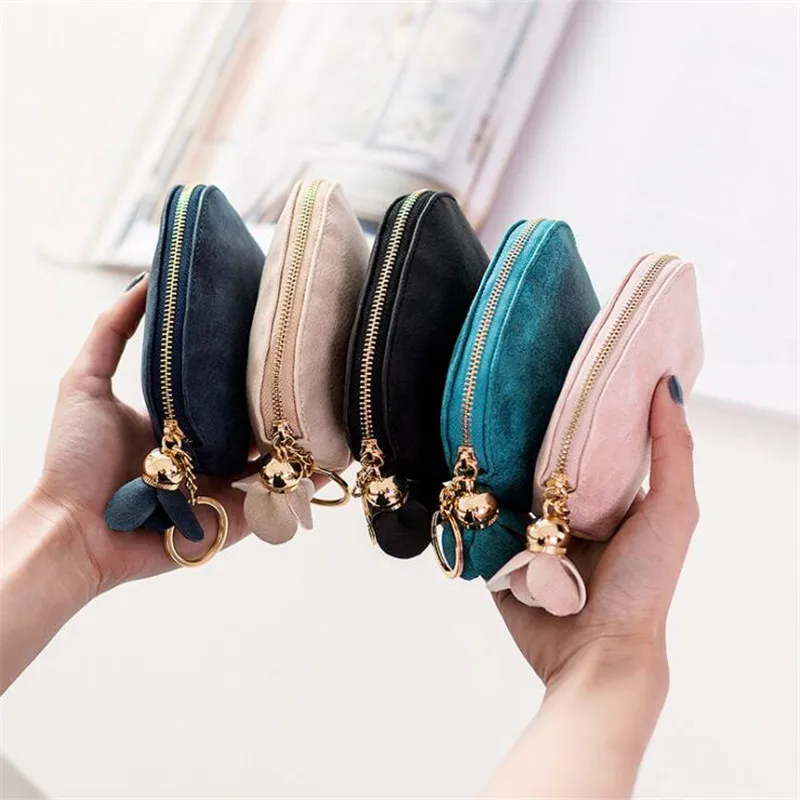 Practical Brand New Fashion Ladies PU Leather Mini Wallet Card Key Holder Zip Coin Purse Floral Pendant Clutch Bag Small Handbag Y260206