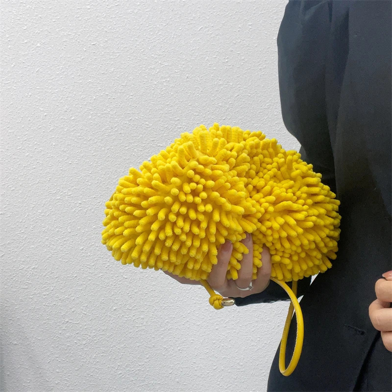 autumn and winter mop plush cloud fuzzy bag candy colored garbage bag cute and fashionable cotton candy handbag cross body bag 241106