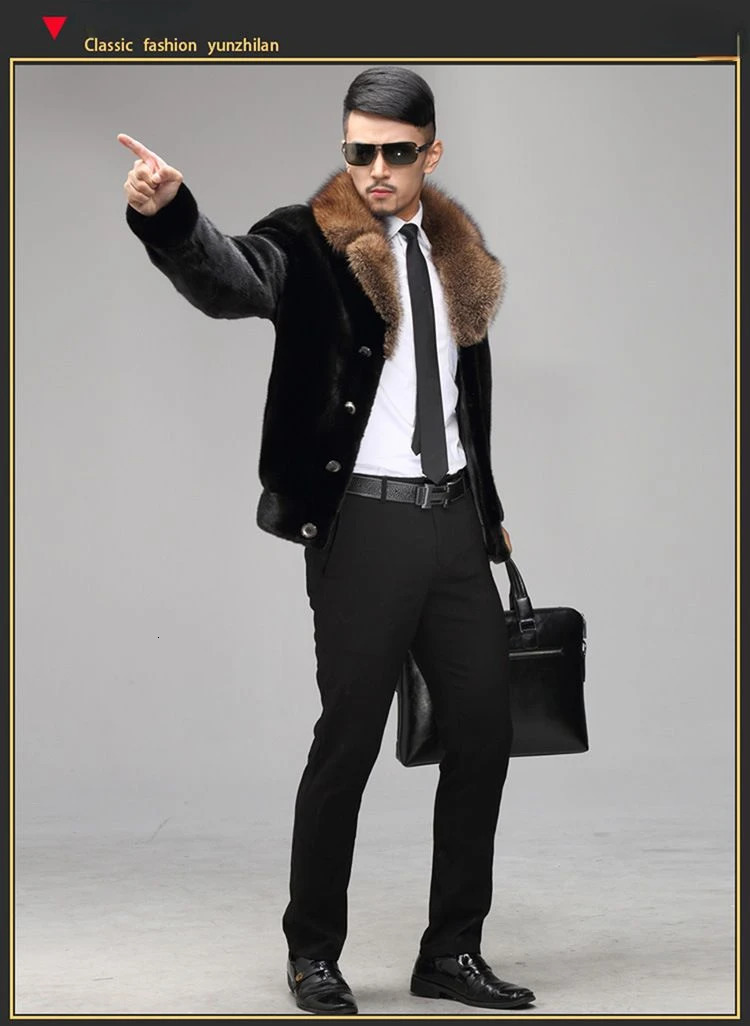 Winter Mens Artificial Mink Coat casual plus size solid color jacket warm and fashionable ultra-thin jacket Z86 241107
