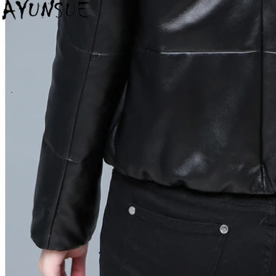 AYUNSUE Sheepskin Puffer Jacket Womens Coat Winter Coat Leather Jacket Fox Fur Collar Casaco 241107