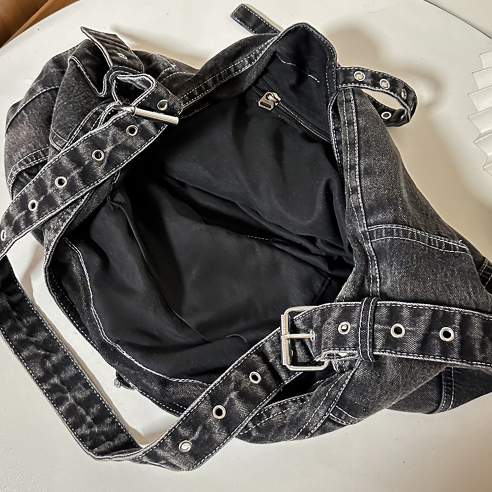 Denim Shoulder Bag Retro Tote Bag Large Capacity Fashion Handbag with Adjustable Strap Casual Shoulder Purse for Women