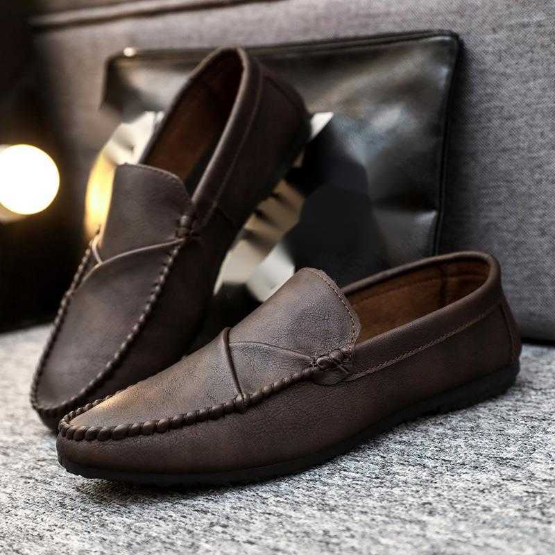 CMM Summer Mens Loafers Mens Leather Shoes Casual Trend Korean Version British Shoes New Summer Soft Soled Lazy Shoes