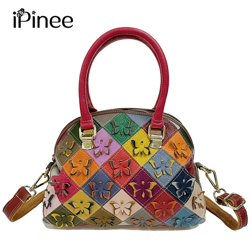 iPinee Women's Handbags Ladies Hand Bags Genuine Leather Totes Top Handle Boho Bag Brand Designer Shoulder Bag for Women