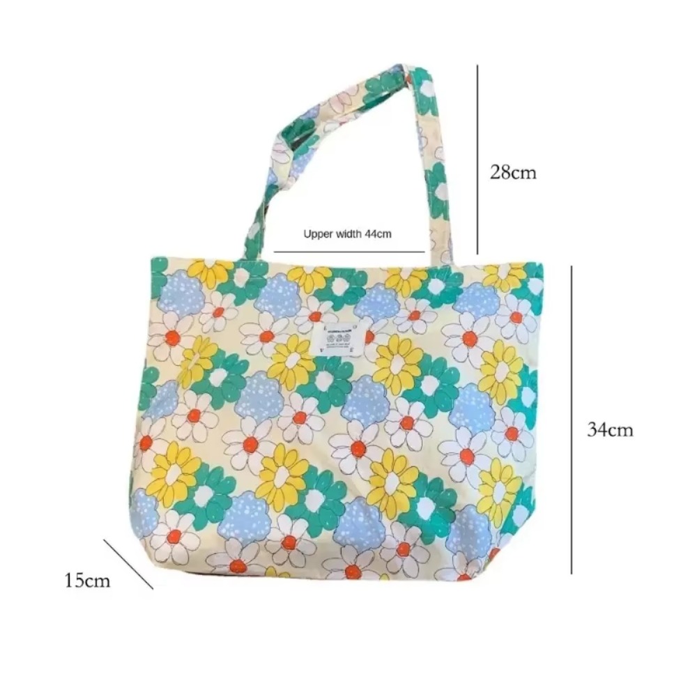 Women 2024 New Canvas Floral Shoulder Bag Large Capacity Printed Shopping Female Fashion Casual Open Handbag