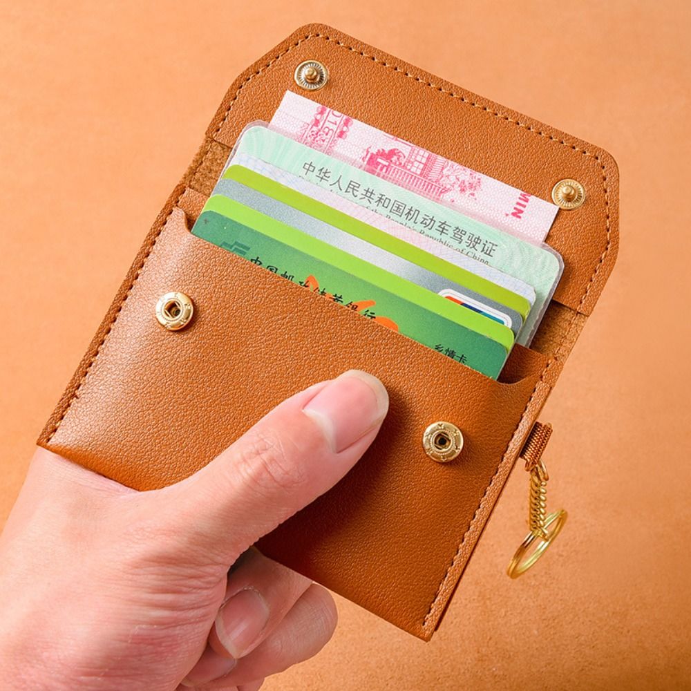 Multi-card Slot Solid Color Portable Leather Card Case Bank Card Credit Card ID Bus Card Holder Travel Card Organizer