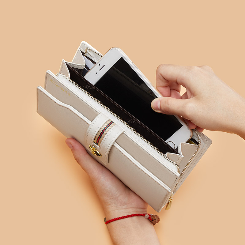 Leather women's wallet long style fashion card holder zipper mobile phone purse multifunctional card bag