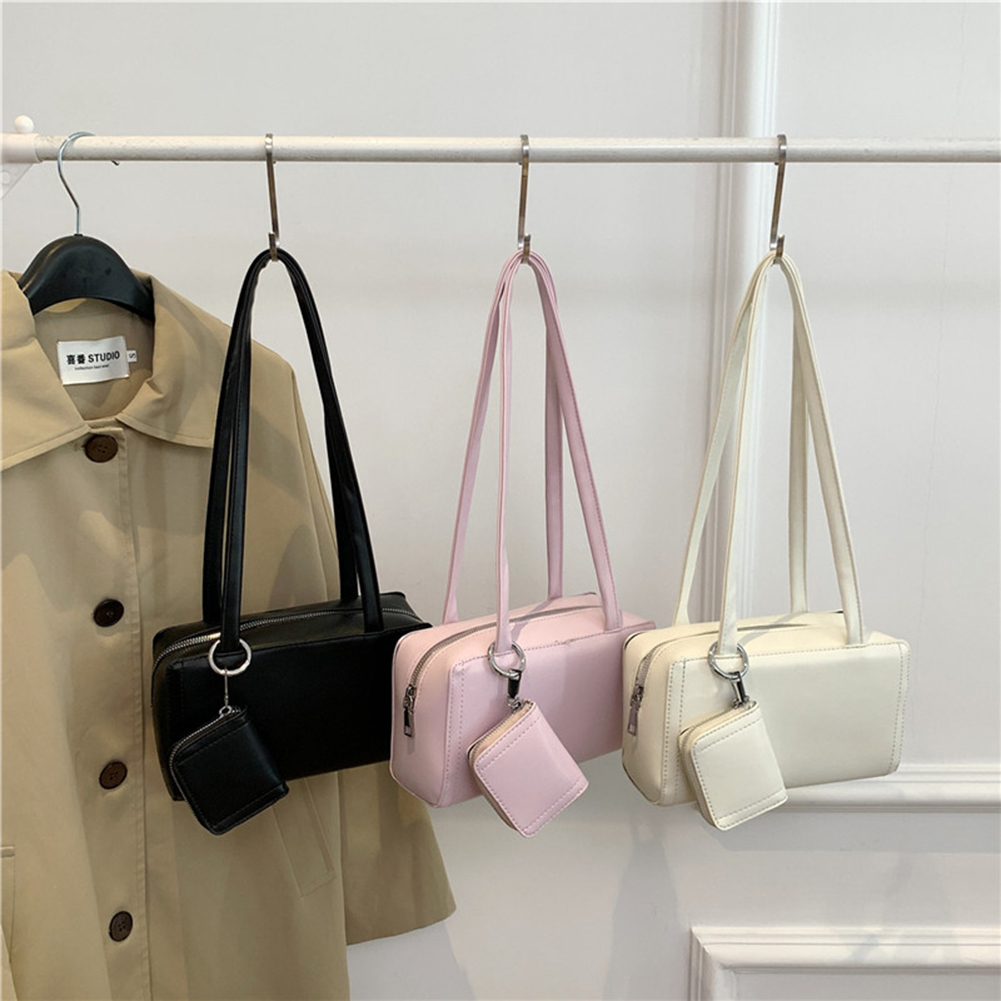 Women Fashion Shoulder Bag Large Capacity Casual Grocery Bag Solid Color Dating Armpit Bag Commute Bag with Matching Clutch Set