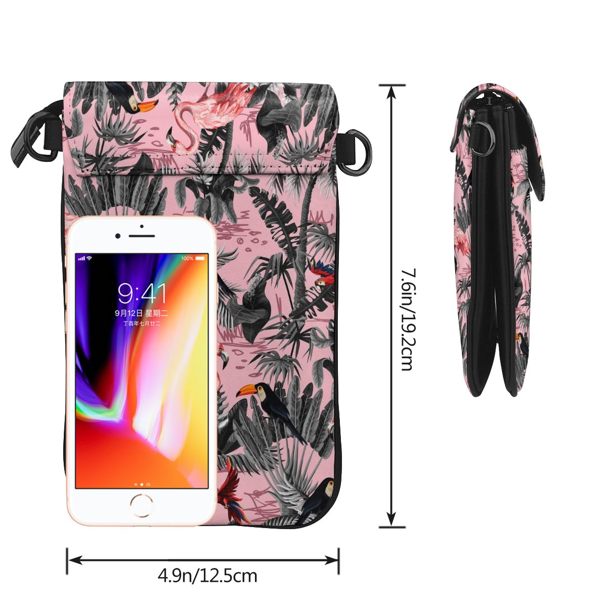 Tropical Plant Pattern Designers Women Messenger Bags Females Phone Bag Leather Crossbody Shoulder Bag Handbag Satchel