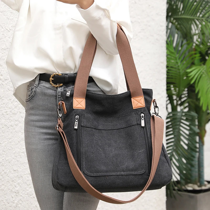Womens Canvas Shoulder Bag er Handbag Womens Large Capacity Shopping Handbag High Quality Cross body Bag 241106