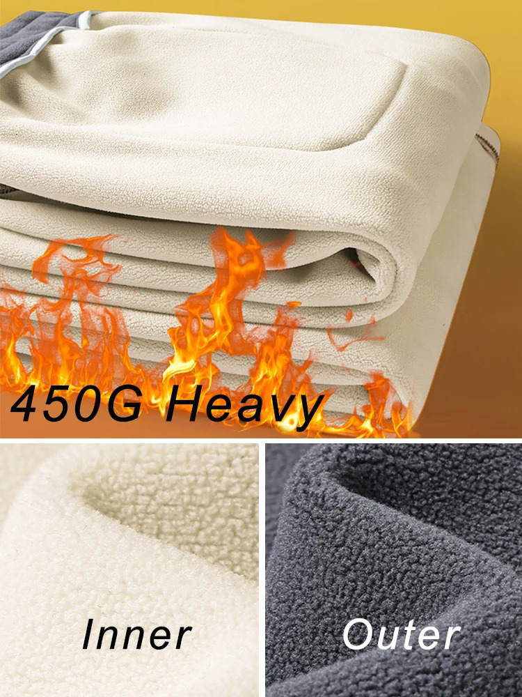 Winter Thick Fleece Warm Sweatpants Men Streetwear Hip Hop Wide Baggy Jogger Pants Heavyweight Thermal Velvet Trousers Plus Size 241104