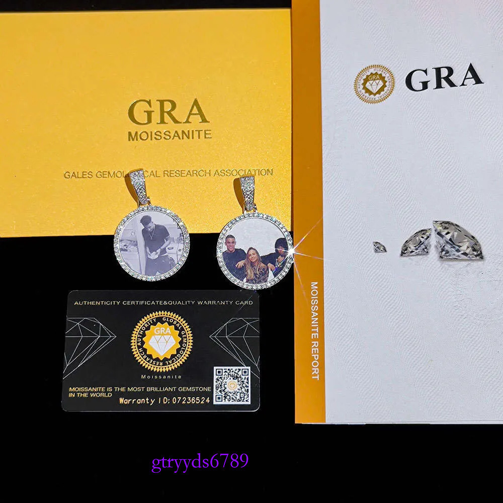 Pass Dia Tester S Sterg Sier VVS Moissanite 14k Iced Out Custom Memory Picture Photo Pendant