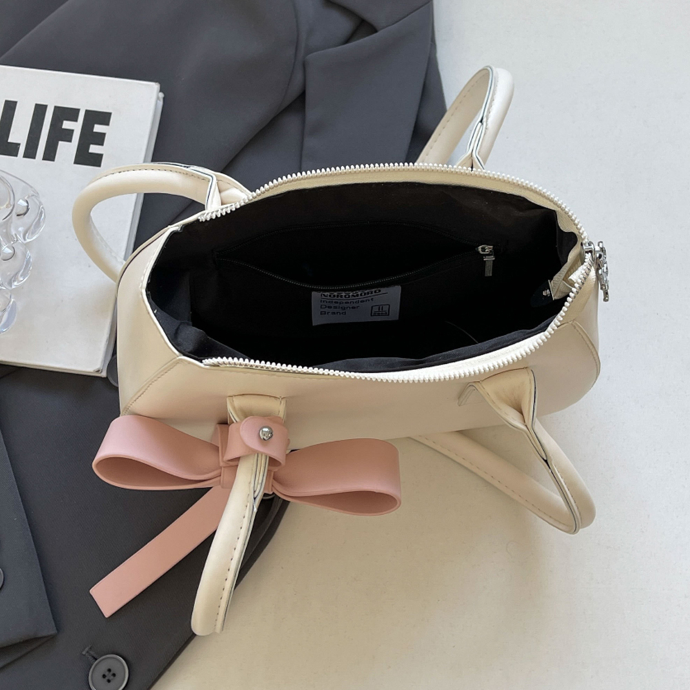 Women Leisure Armpit Handbag with Bow Fashion Shoulder Purse Contrast Color Travel Underarm Handbag Girls Outdoor Daily Bag