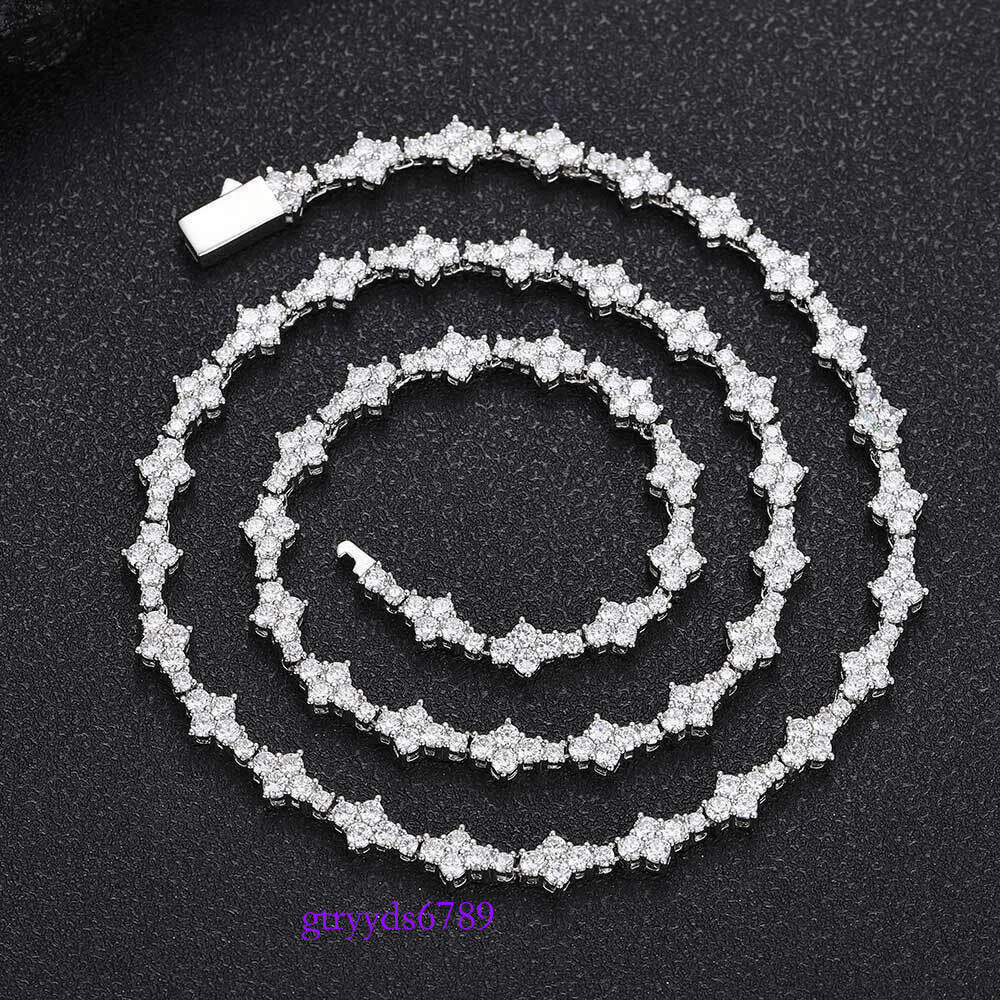 Nuoya 6.5mm Iced Out Vvs Dia wer Shape Hip Hop Jewelry Sterg Sier Moissanite Tennis Chain Necklace
