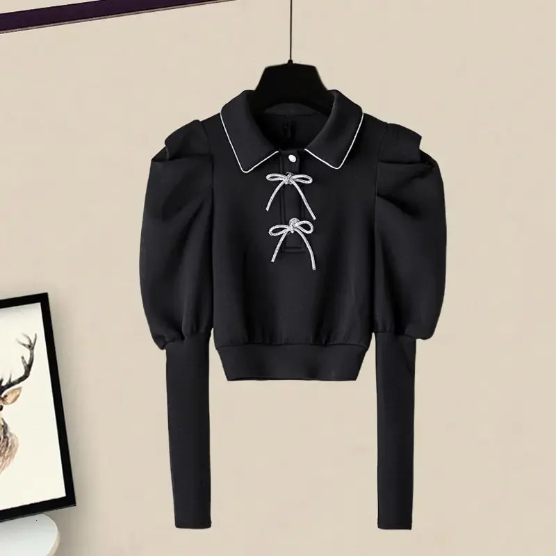 2024 Womens Fashion Plus Size Autumn Suit Trendy Age-Reducing Denim Skirt 2-Piece Set Versatile Top 241107