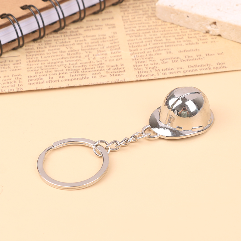 Mini Metal Hard Hat Keychain Creative Simulation 3D Helmet Event Holiday Practical Gift Pendant Safety Protection