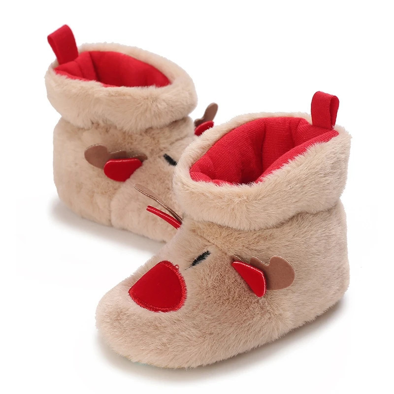 Tregren Year Christmas Baby Winter Snow Boots Soft AntiSlip Elk Booties Warm First Walkers Toddler Boys Girls Crib Shoes 241107