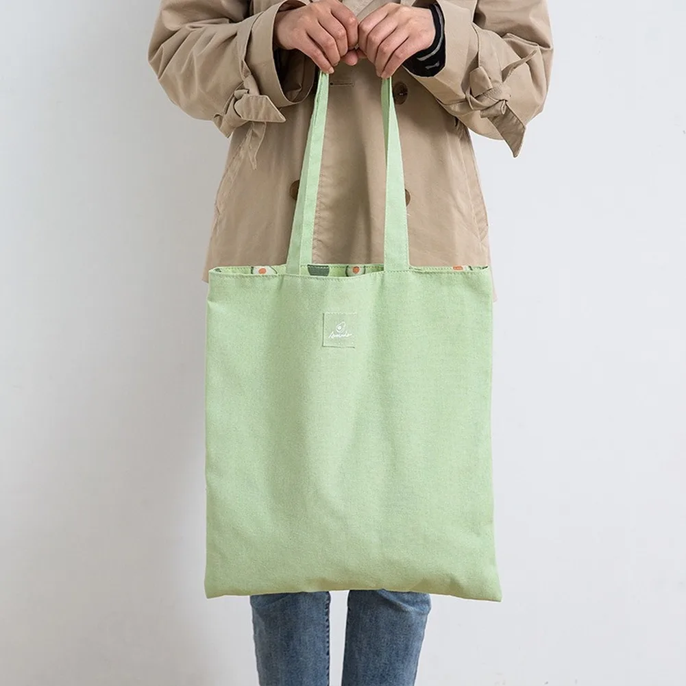 New Millet Wheat Fabric Double-sided Dual-use Shoulder Bags Cotton Linen Pocket Handbag Shopping Bag Female Canvas Cloth Totes