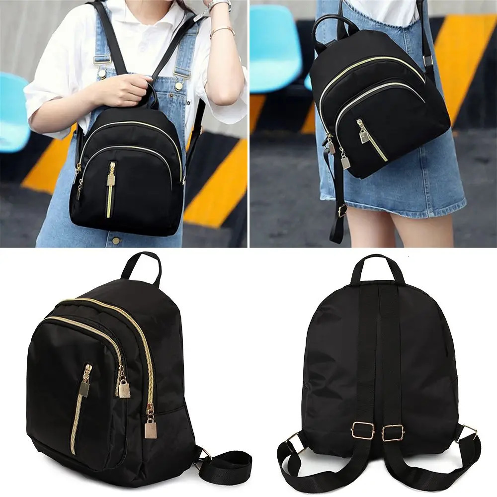 Womens MultiFunction fashion Girl Oxford Daypack Travel Cute Mini Backpack Shoulder Bag Black Purse 241029