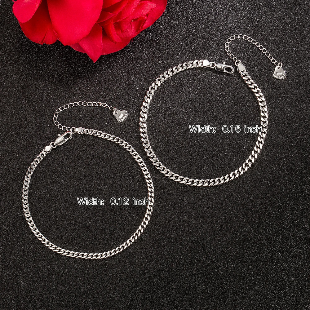 Trendy Jewelry 925 Pure Silver Cuban Chain Foot Bracelet Barefoot Jewelry Leg Temperature Foot Bracelet 241107