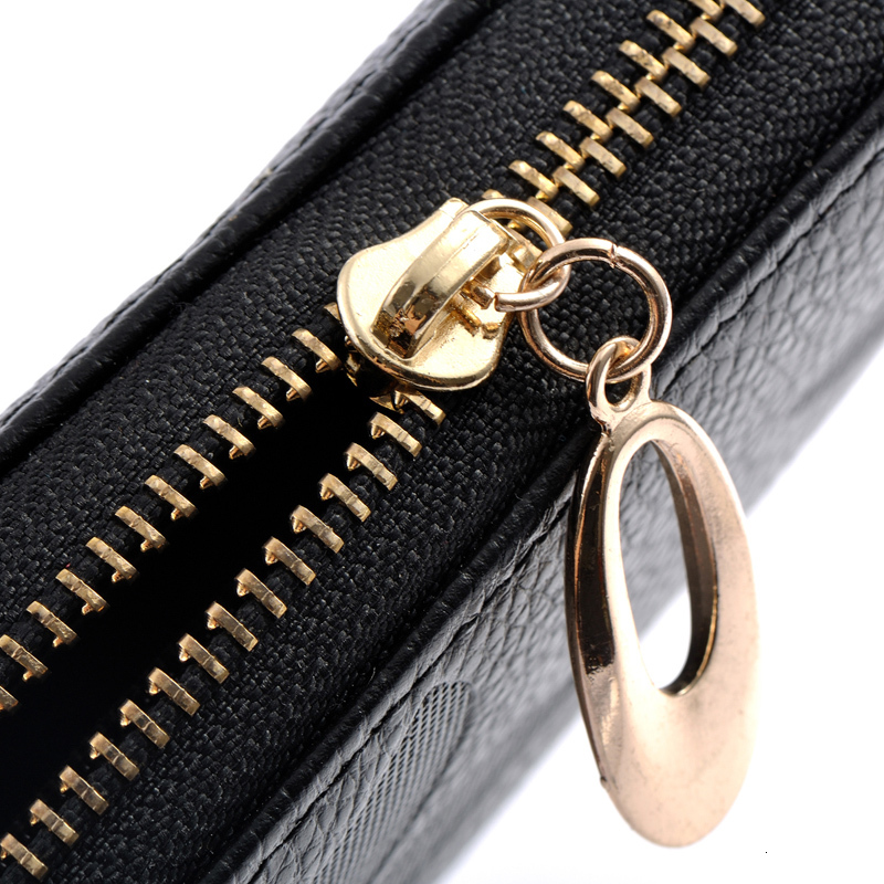 Genuine Leather Women's Long Wallet Women's Fashionable Zipper Wallet, Women's Money Bag Credit Card Large Mobile Wallet
