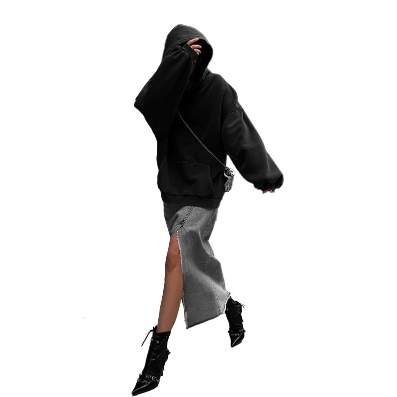 XS-5XL European off shoulder sleeve autumn new designer long sleeved hooded sweatshirt street fashion versatile top trendy T-shirt