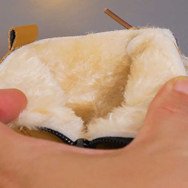 2024 Pure Color Children Boots Winter New Velvet Boots for Girls England Sle Kids Snow Boots Student Keeping Warm Shoes H08242XJ241206