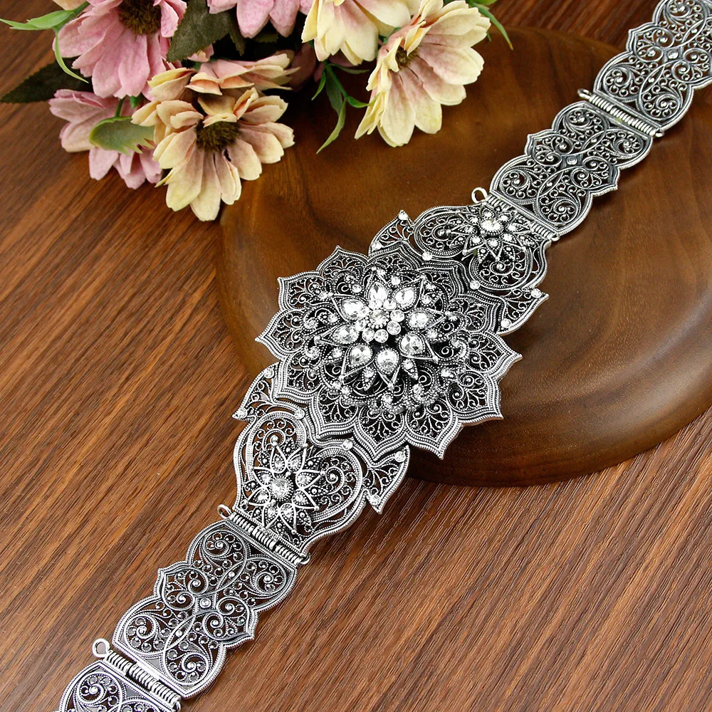 Sunspicems Gold Color Moroccan Caftan Belt For Women Dress Waist Chain Belt Arabic Bride Wedding Jewelry Robe Sash Body Chain 241107