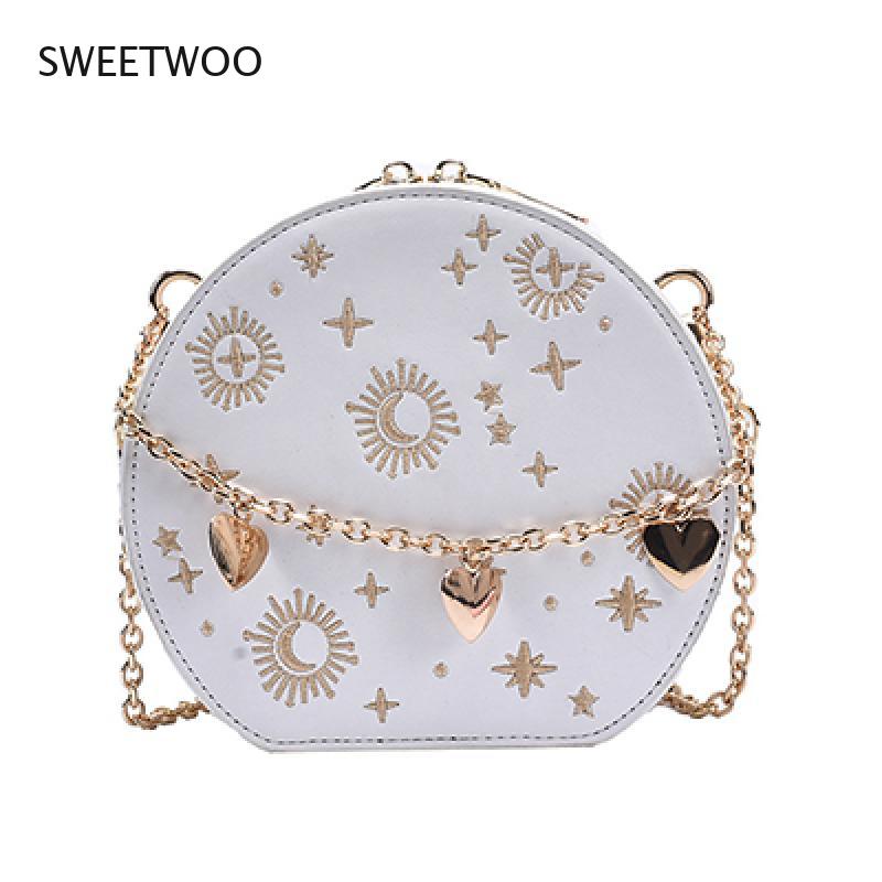 Fashion Starry Sky Round Bags Women Crossbody Bag Luxury Chain Circular Shoulder Bag Lady Small Embroidery Women's Handbag 2020