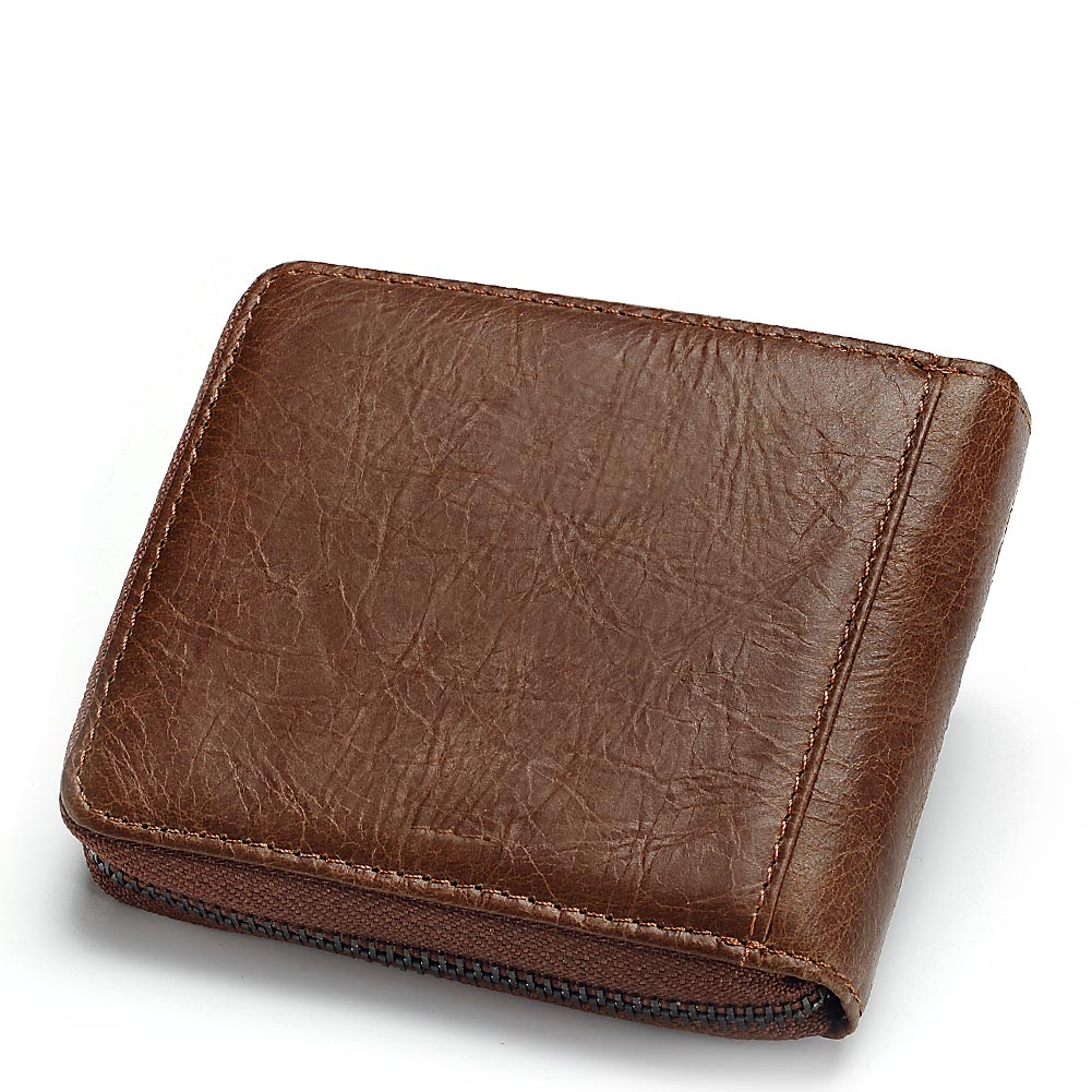 Casual Style Zipper Men Wallets Card Holder Small Wallet Male Genuine Leather Man Purse Coin Purse Men's Carteira