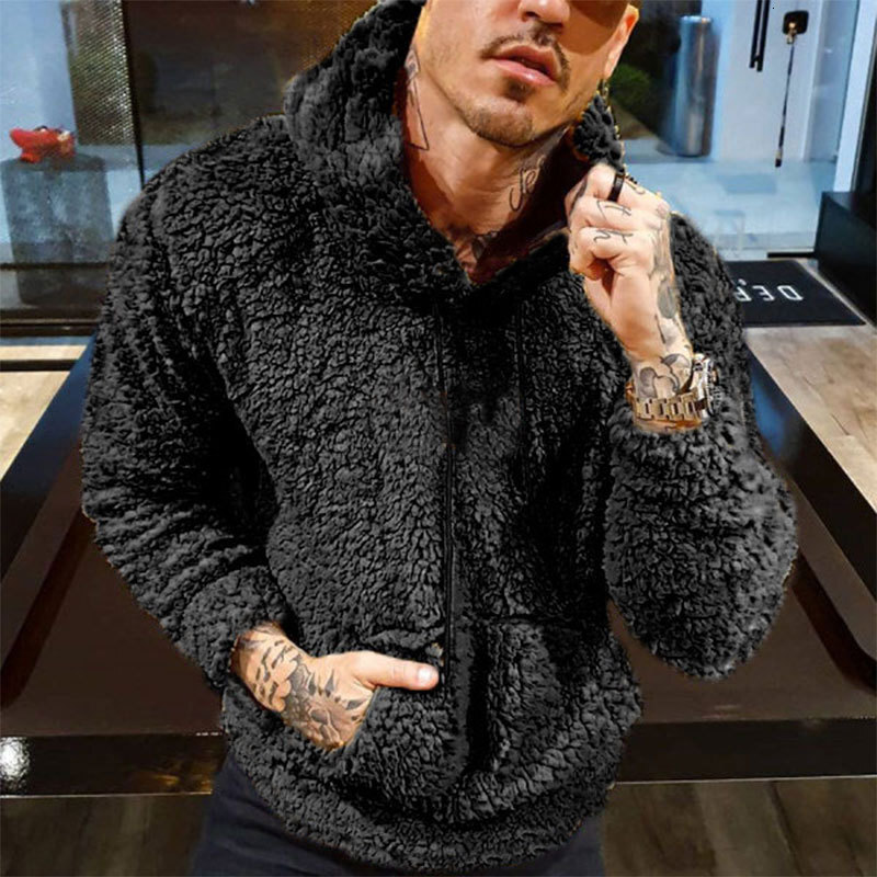 New Men's Letter Printed Drawstring Particle Velvet Long Sleeve Hoodie Designer Fashion Hoodie