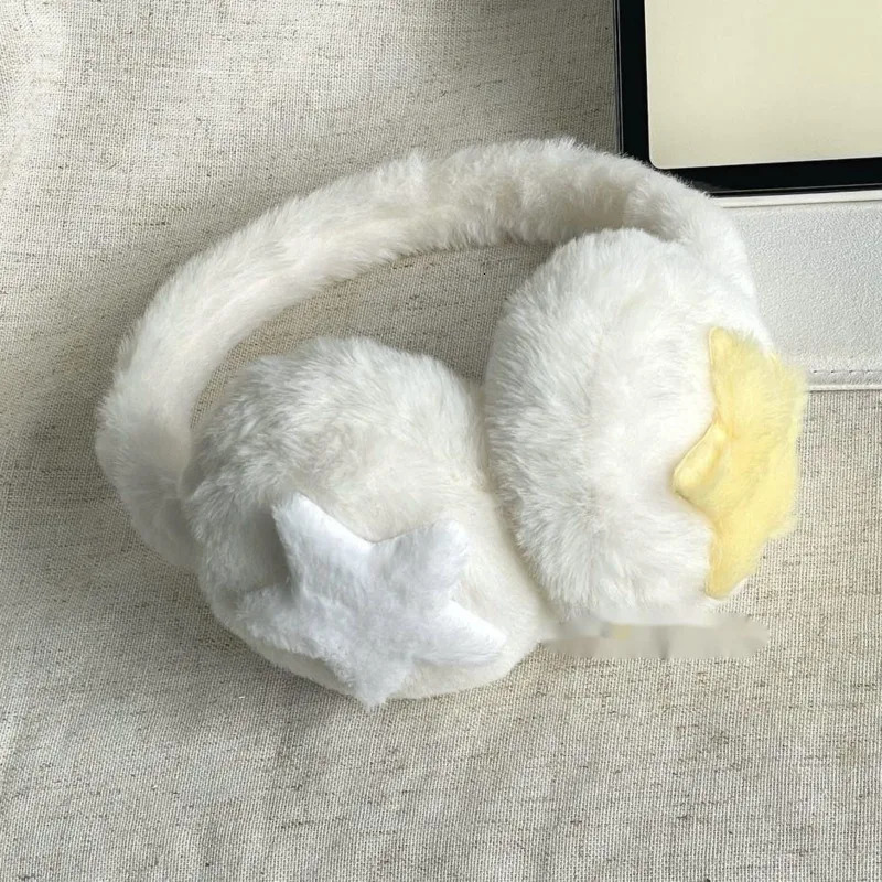 Y2k Star Winter Earphones Plush Cute Warm Eartips Suitable for Womens Birthday Christmas Gifts Eartips JK Clothing Accessories 241107